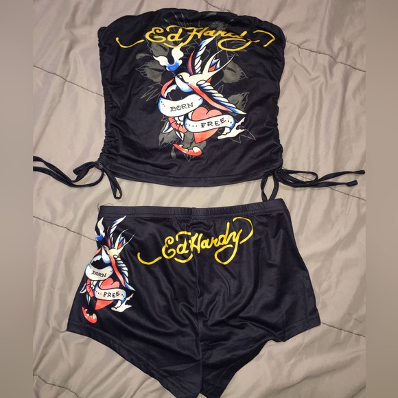 🔥REDUCED🔥 ED HARDY 2 PC SET TUBE AND BOY SHORT SET!! - Picture 1 of 9